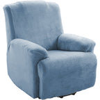 KAS Soft Plush Velvet Recliner Chair Cover - Fleece Armchair Slipcover with Pocket - 4 Pieces Furniture Cover Protector for Reclining Chair