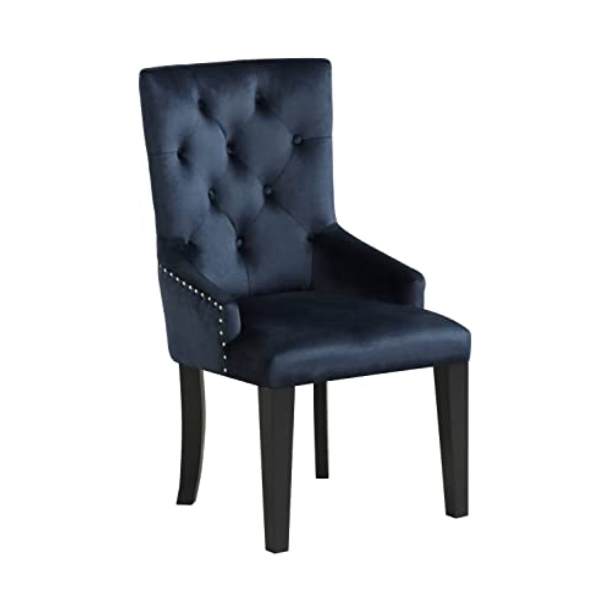 Acme Varian II Velvet Tufted Side Chair with Nail-Head Trim in Black and Silver