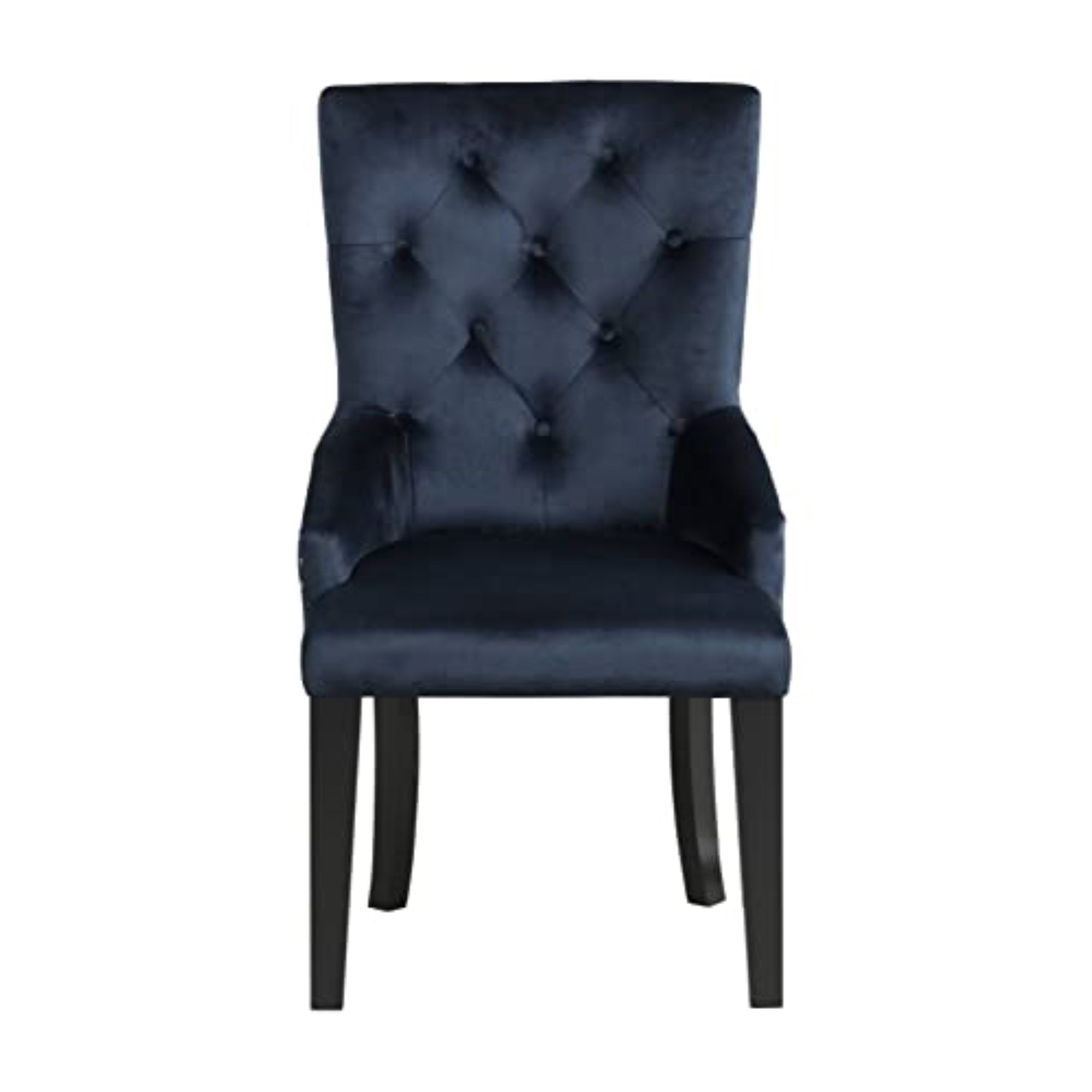 Acme Varian II Velvet Tufted Side Chair with Nail-Head Trim in Black and Silver