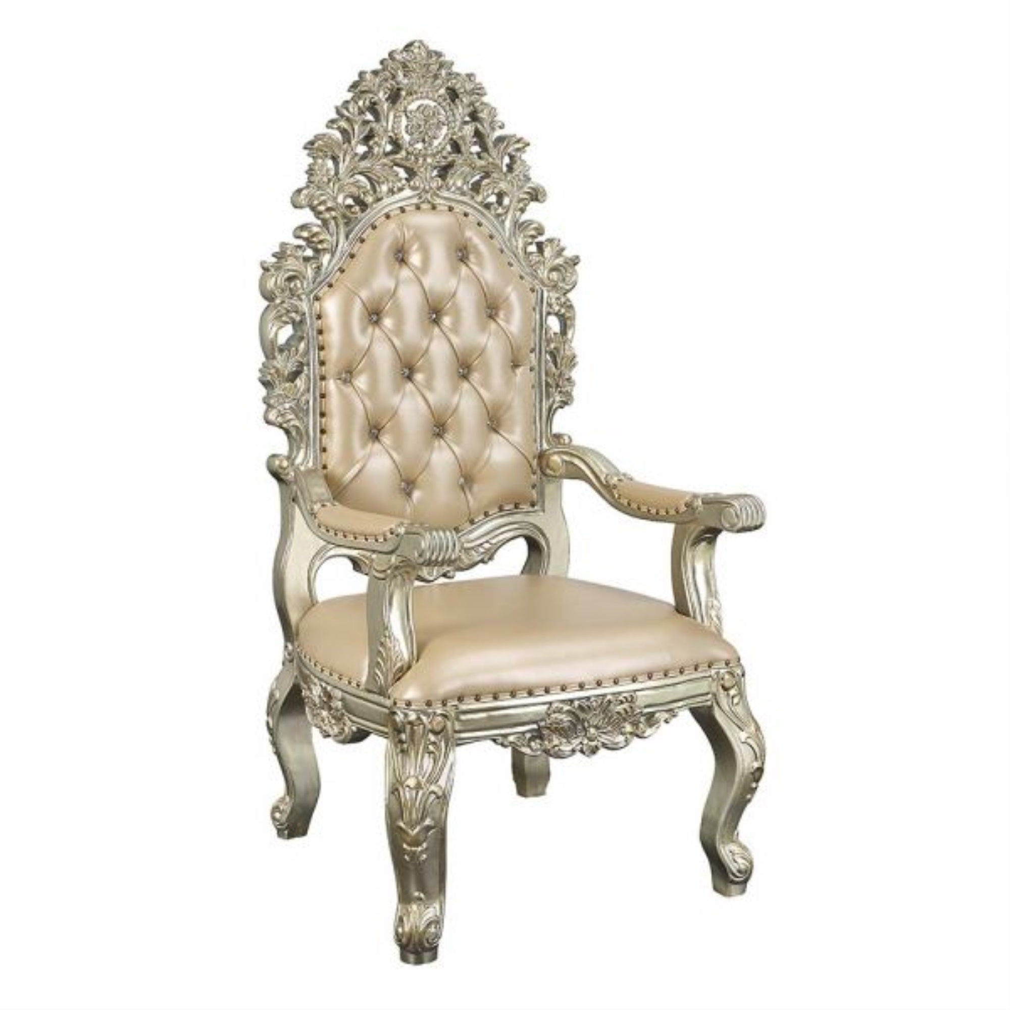 DN01210 Arm Chair (Set-2), PU & Antique Gold Finish - Sorina ( 2Pc/1Ctn )