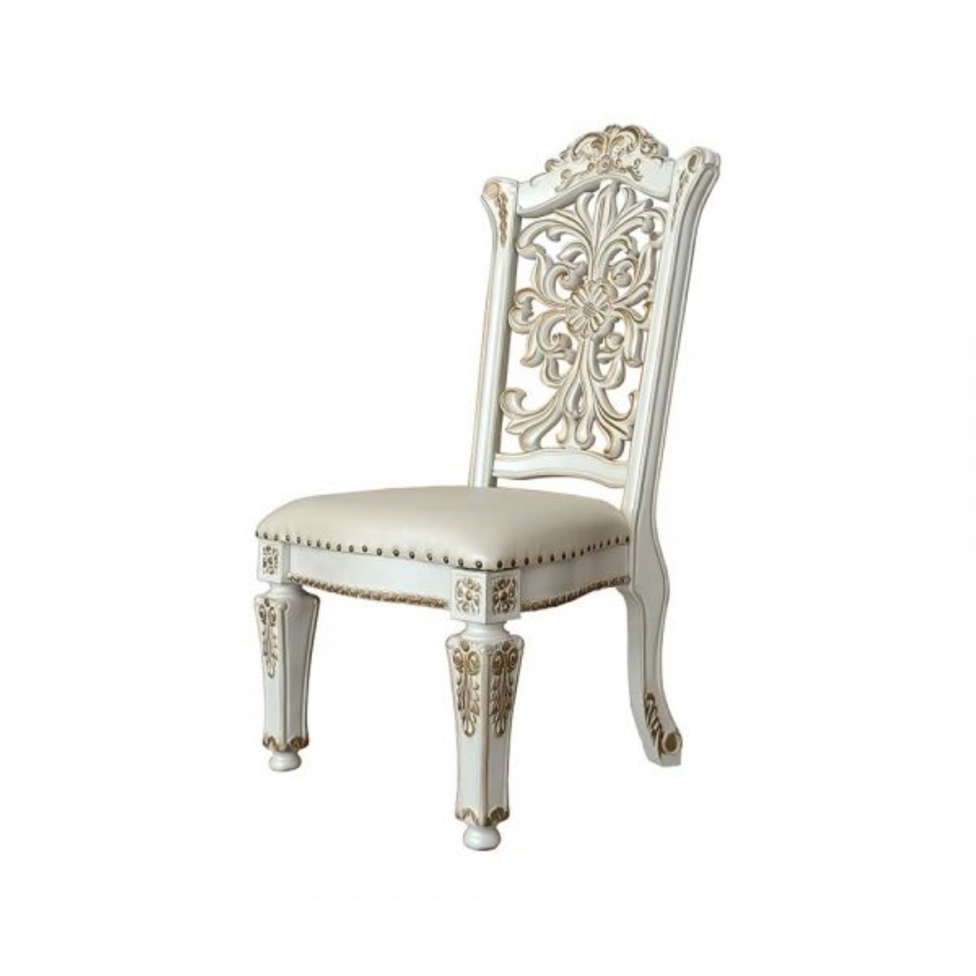 DN01347 Side Chair(Set2), PU & Antique Pearl Finish  Vendome ( 2Pc/1Ctn )