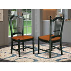 East West Furniture DOC-BCH-W Dover Dining Chairs - Slat Back Wood Seat Kitchen Chairs, Set of 2, Black & Cherry