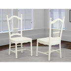 East West Furniture DOC-LWH-W Dover Dining Room Chairs - Slat Back Wooden Seat Chairs, Set of 2, Linen White