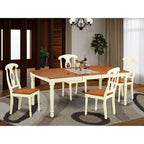East West Furniture DOKE5-WHI-W 5 Piece Dining Room Furniture Set Includes a Rectangle Kitchen Table with Butterfly Leaf and 4 Dining Chairs, 42x78 Inch, Buttermilk & Cherry
