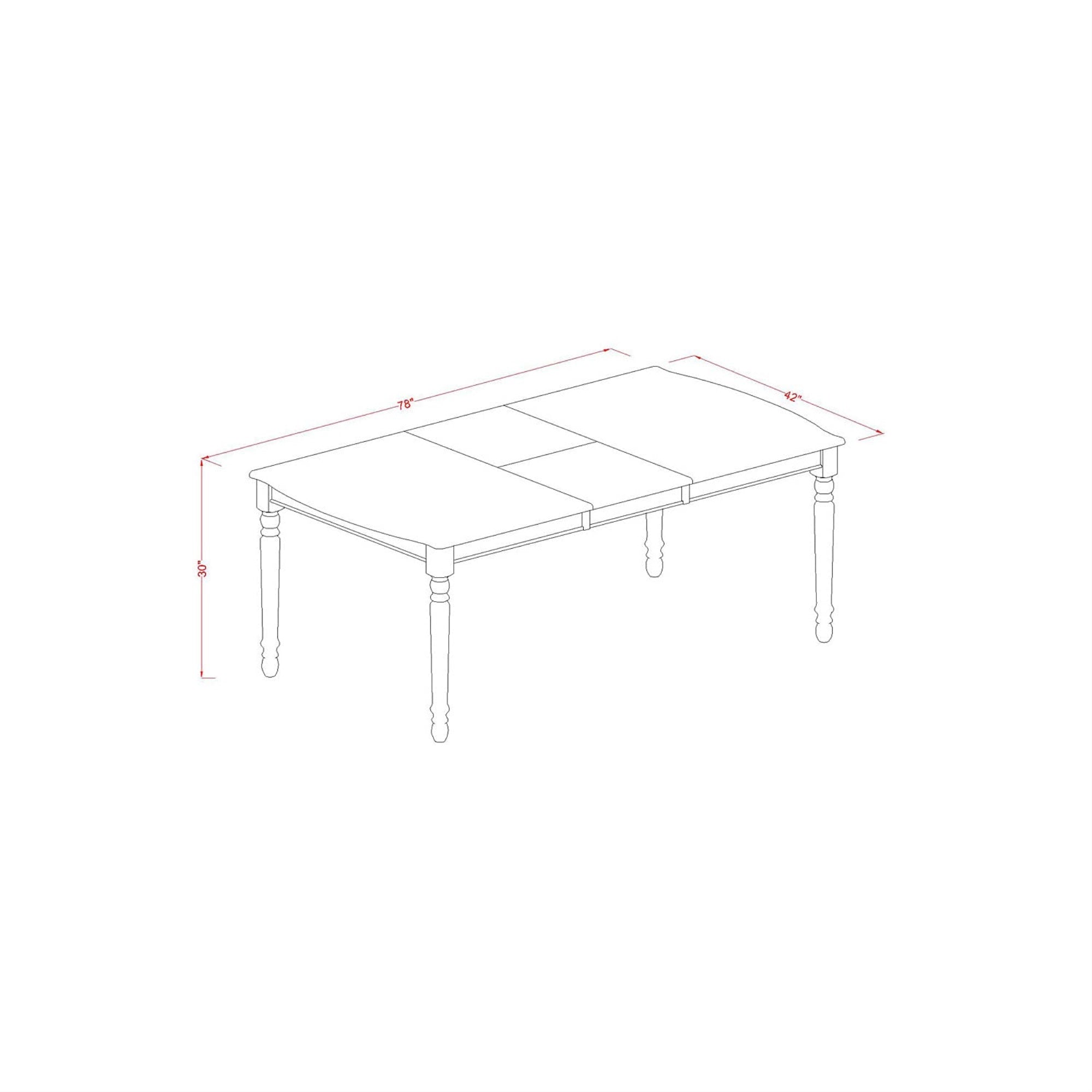 East West Furniture DOPL5-WHI-C 5 Piece Dinette Set for 4 Includes a Rectangle Dining Room Table with Butterfly Leaf and 4 Linen Fabric Kitchen Dining Chairs, 42x78 Inch, Buttermilk & Cherry