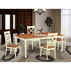 East West Furniture DOQU5-WHI-W 5 Piece Dining Room Table Set Includes a Rectangle Kitchen Table with Butterfly Leaf and 4 Dining Chairs, 42x78 Inch, Buttermilk & Cherry