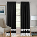 Darcy Rod Pocket Panels  Polyester Fabric, Light Filtering, Pair With Valance & Tier Set  52X63  Black/White