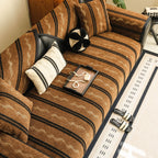 Non-Slip Sofa Cover with Thick Chenille Texture Woven Stripe Couch Protector Throw