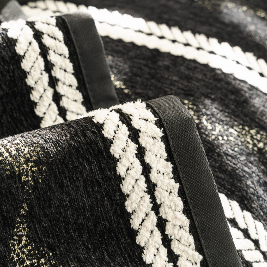 Non-Slip Sofa Cover with Thick Chenille Texture Woven Stripe Couch Protector Throw