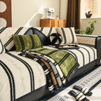 Non-Slip Sofa Cover with Thick Chenille Texture Woven Stripe Couch Protector Throw