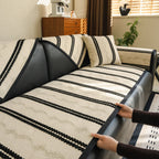 Non-Slip Sofa Cover with Thick Chenille Texture Woven Stripe Couch Protector Throw