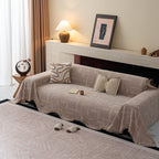 Chenille Sofa Cover Throw Blanket, Woven Textured Minimalist Wabi-Sabi Couch Cover