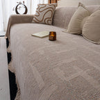 Chenille Sofa Cover Throw Blanket, Woven Textured Minimalist Wabi-Sabi Couch Cover