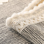 Soft Chenille Sectional Sofa Cover with Pom Pom Trim – Non-Slip Couch Protector