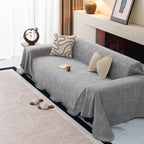 Chenille Sofa Cover Throw Blanket, Woven Textured Minimalist Wabi-Sabi Couch Cover