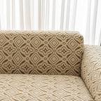 3D Jacquard Geometric Sofa Cover, High Stretch Soft Polar Fleece Slipcover for Couch