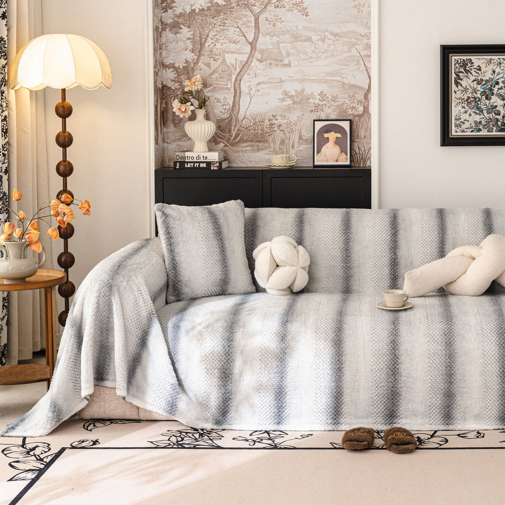 Faux Fur Sofa Cover Washable Furniture Protector for Sectional Warm & Fuzzy Slipcover