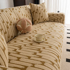 Plush Fleece Stretch Sofa Cover, Super Soft Textured Geometric Couch Slipcover