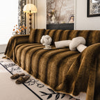 Faux Fur Sofa Cover Washable Furniture Protector for Sectional Warm & Fuzzy Slipcover