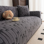 Plush Fleece Stretch Sofa Cover, Super Soft Textured Geometric Couch Slipcover