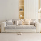 Soft Chenille Sectional Sofa Cover with Pom Pom Trim – Non-Slip Couch Protector