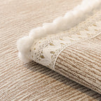 Soft Chenille Sectional Sofa Cover with Pom Pom Trim – Non-Slip Couch Protector