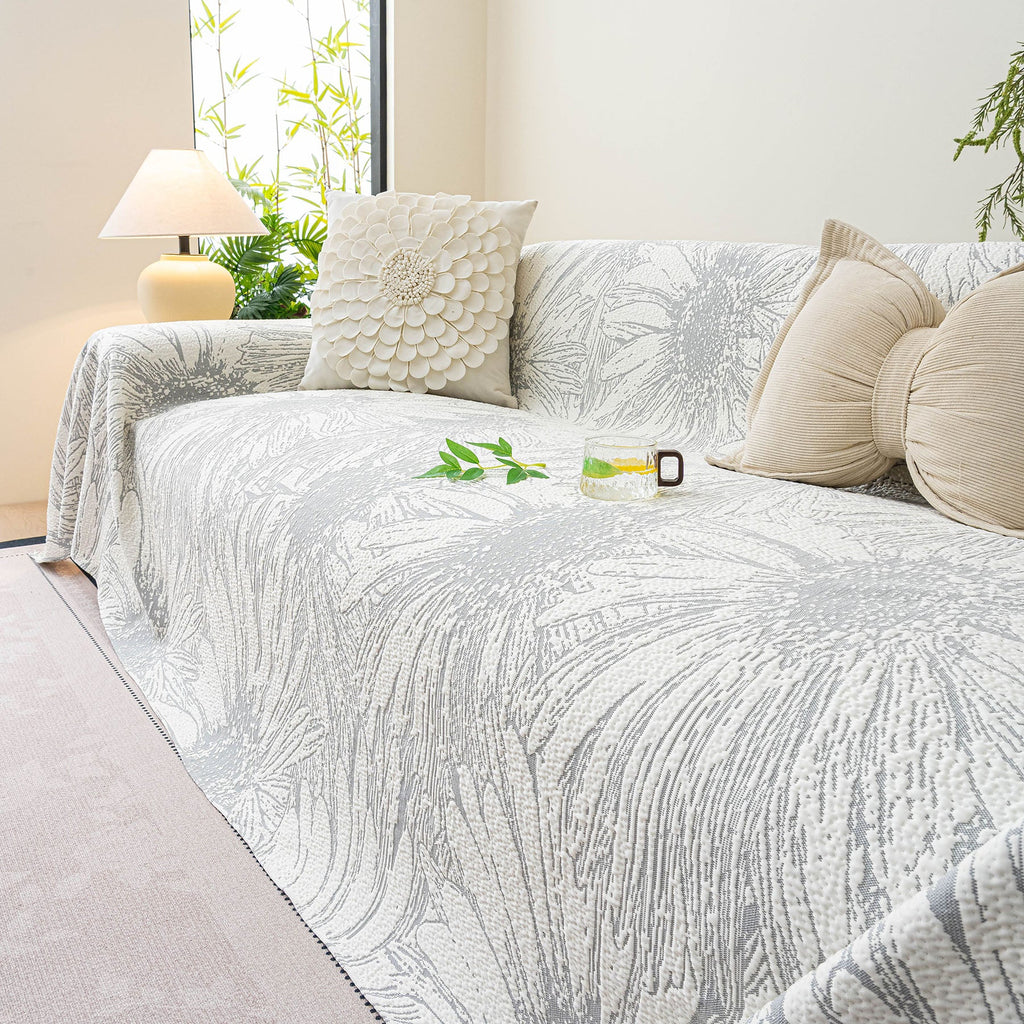 Cooling Botanical Jacquard Couch Cover Decorative Furniture Cover for Loveseat & Sofas