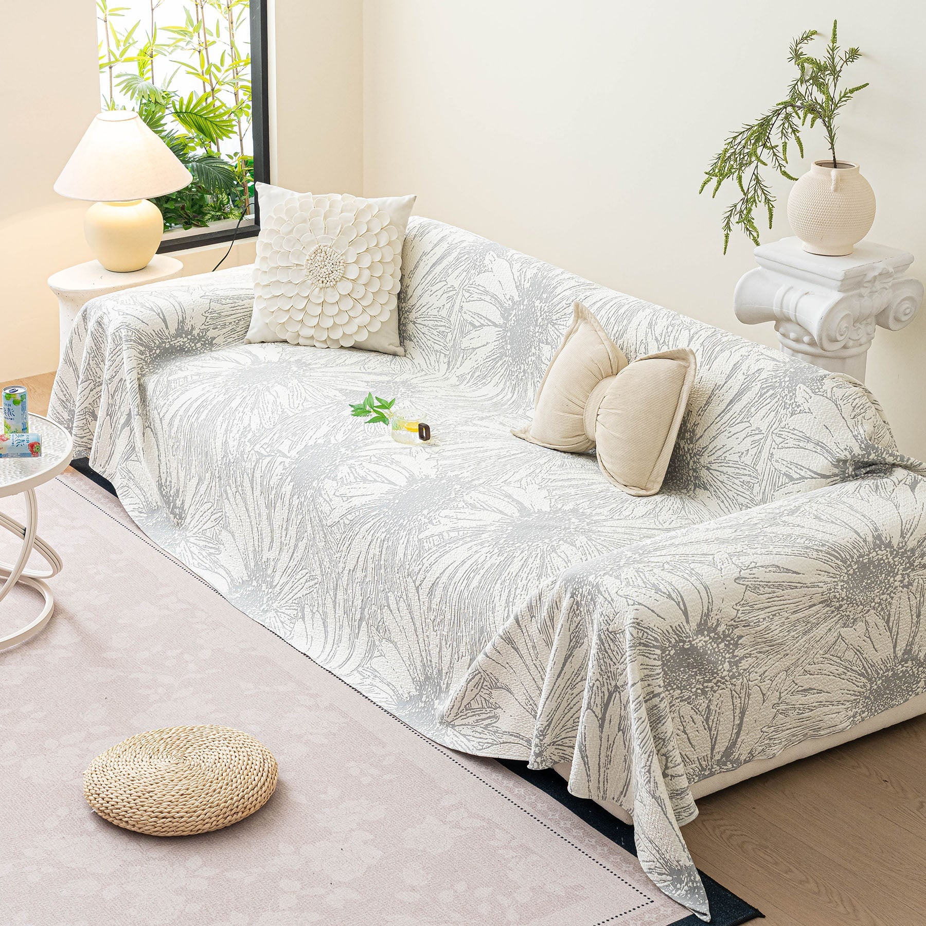 Cooling Botanical Jacquard Couch Cover Decorative Furniture Cover for Loveseat & Sofas