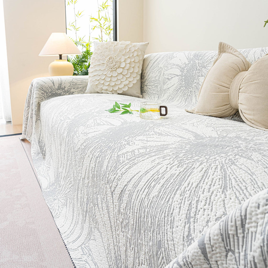 Cooling Botanical Jacquard Couch Cover Decorative Furniture Cover for Loveseat & Sofas