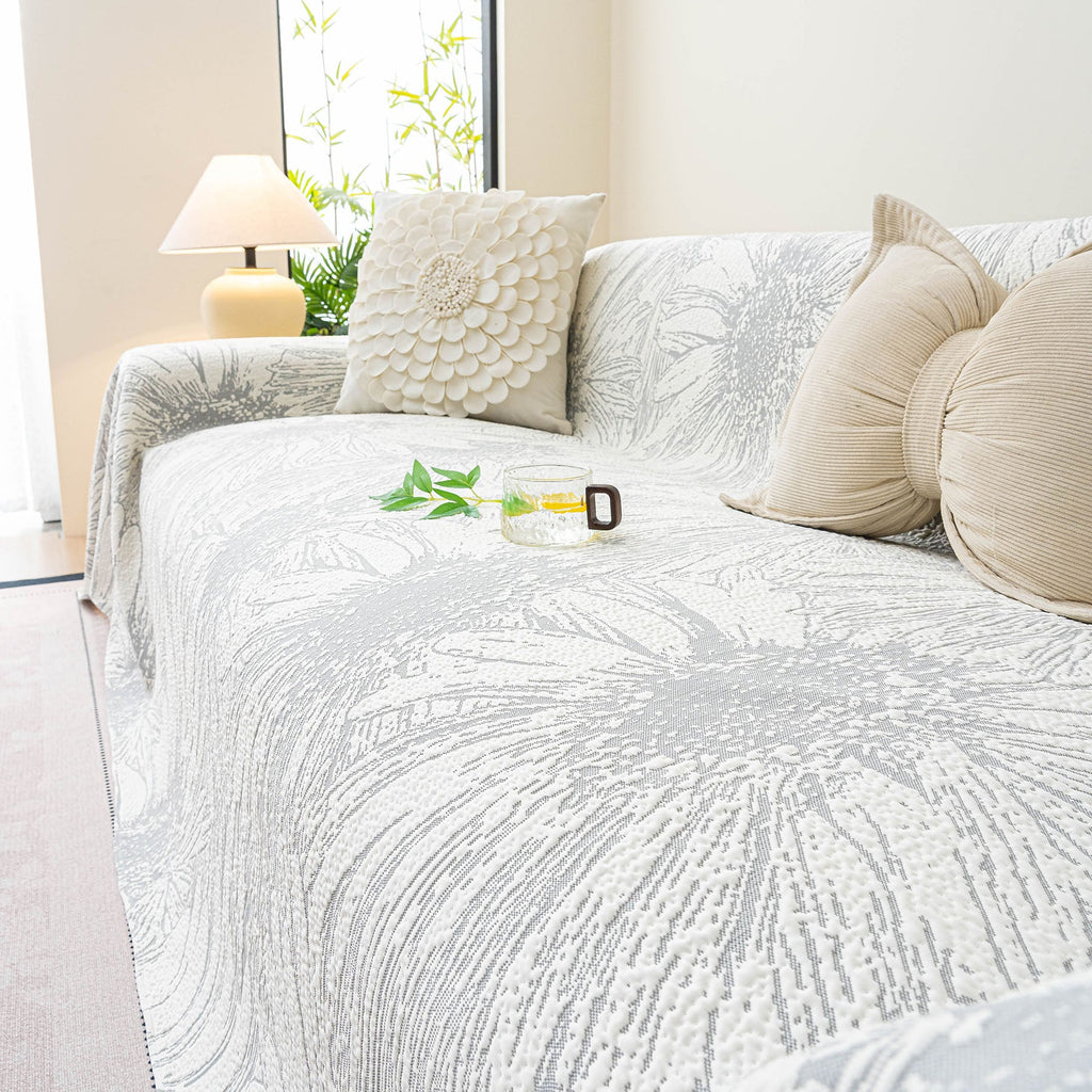 Cooling Botanical Jacquard Couch Cover Decorative Furniture Cover for Loveseat & Sofas