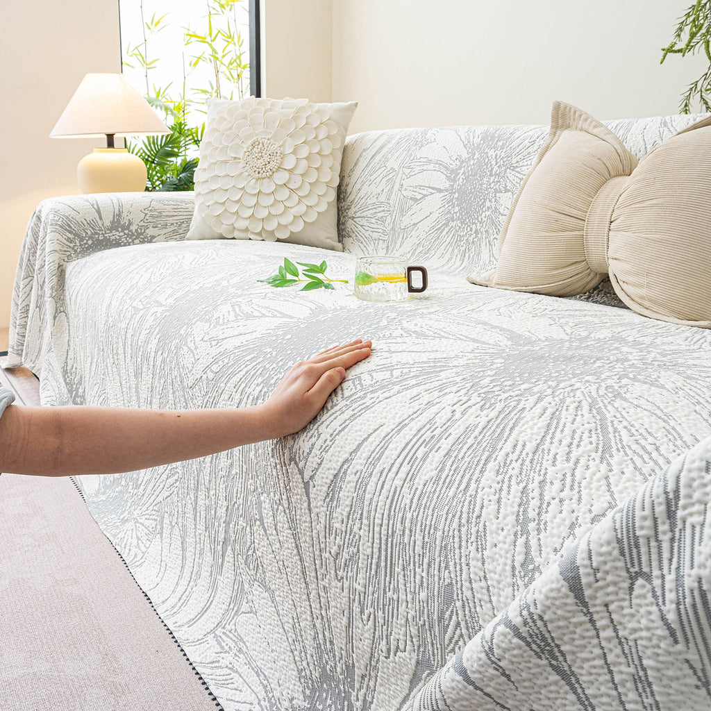 Cooling Botanical Jacquard Couch Cover Decorative Furniture Cover for Loveseat & Sofas