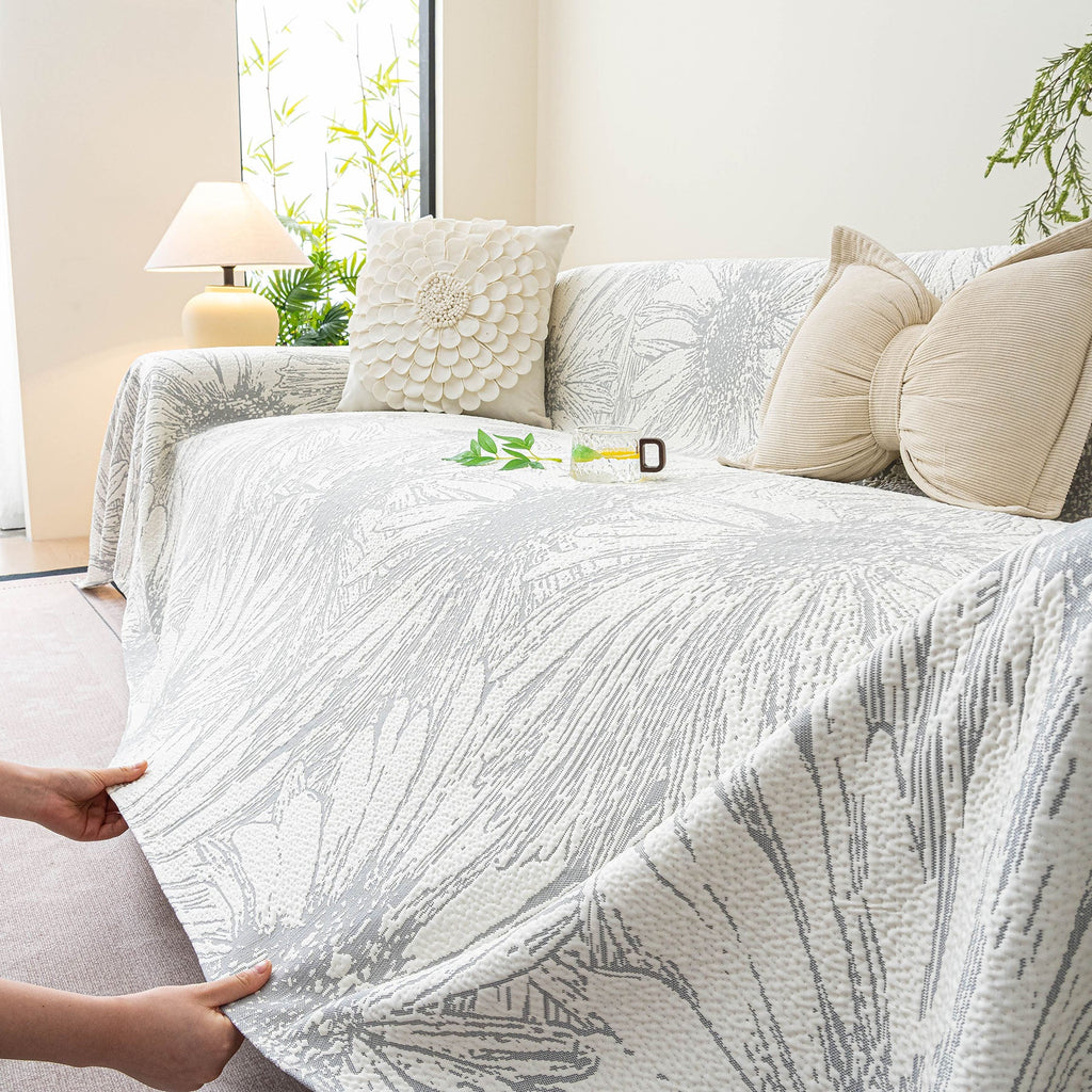 Cooling Botanical Jacquard Couch Cover Decorative Furniture Cover for Loveseat & Sofas