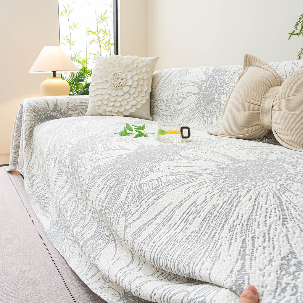 Cooling Botanical Jacquard Couch Cover Decorative Furniture Cover for Loveseat & Sofas