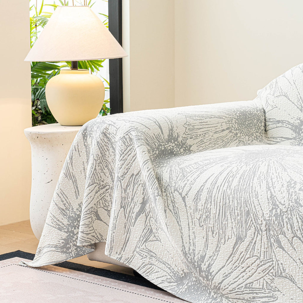 Cooling Botanical Jacquard Couch Cover Decorative Furniture Cover for Loveseat & Sofas