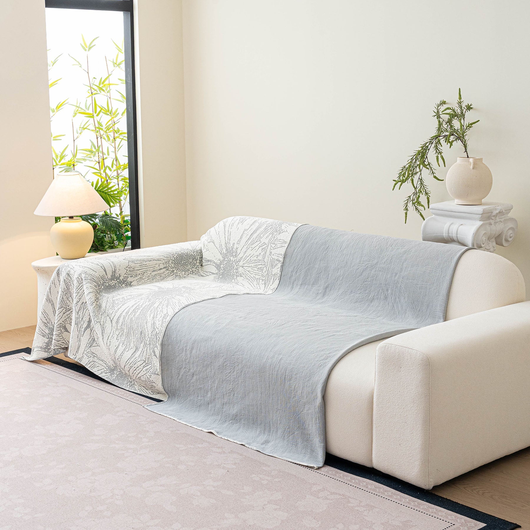 Cooling Botanical Jacquard Couch Cover Decorative Furniture Cover for Loveseat & Sofas