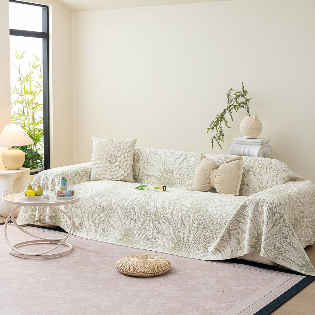 Cooling Botanical Jacquard Couch Cover Decorative Furniture Cover for Loveseat & Sofas