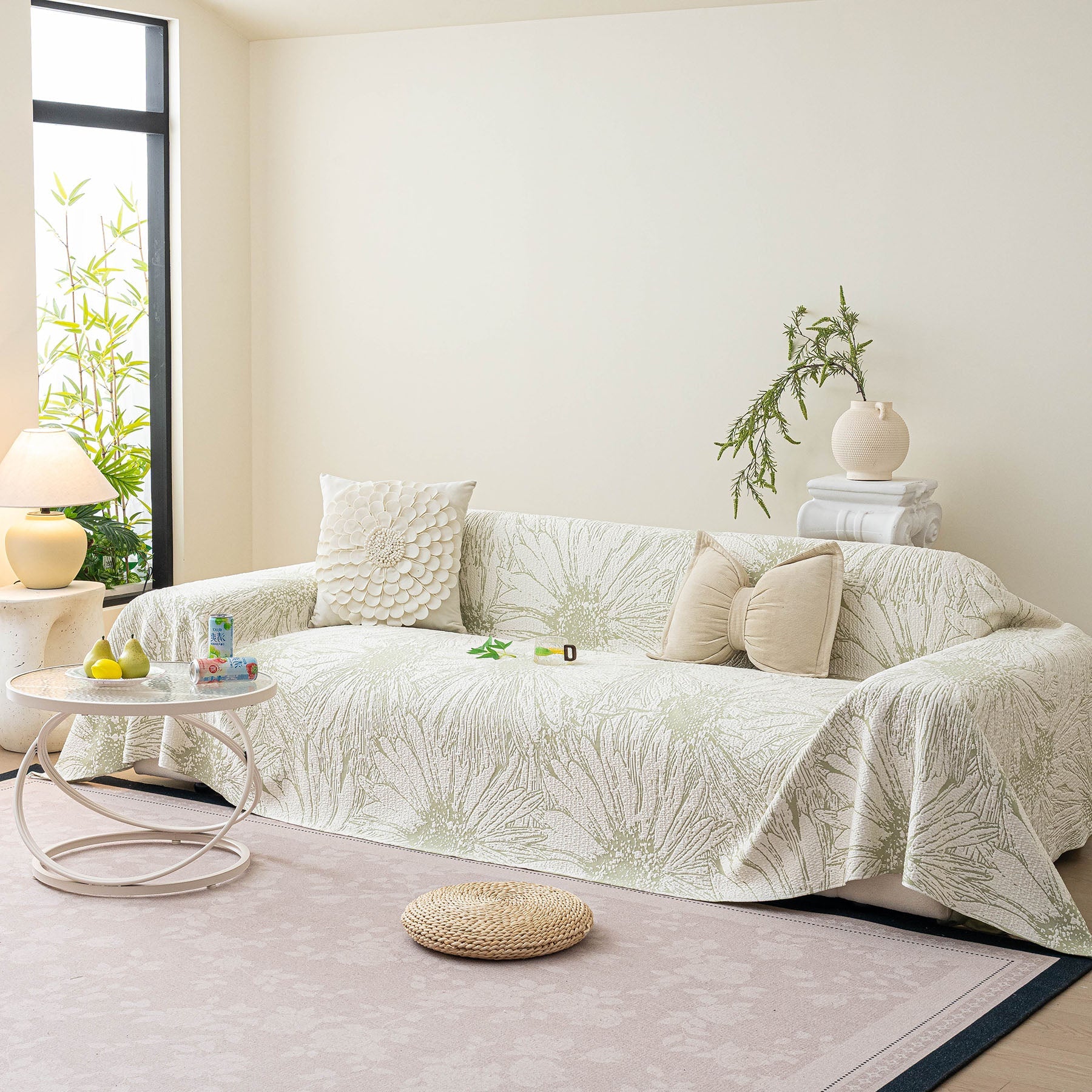 Cooling Botanical Jacquard Couch Cover Decorative Furniture Cover for Loveseat & Sofas