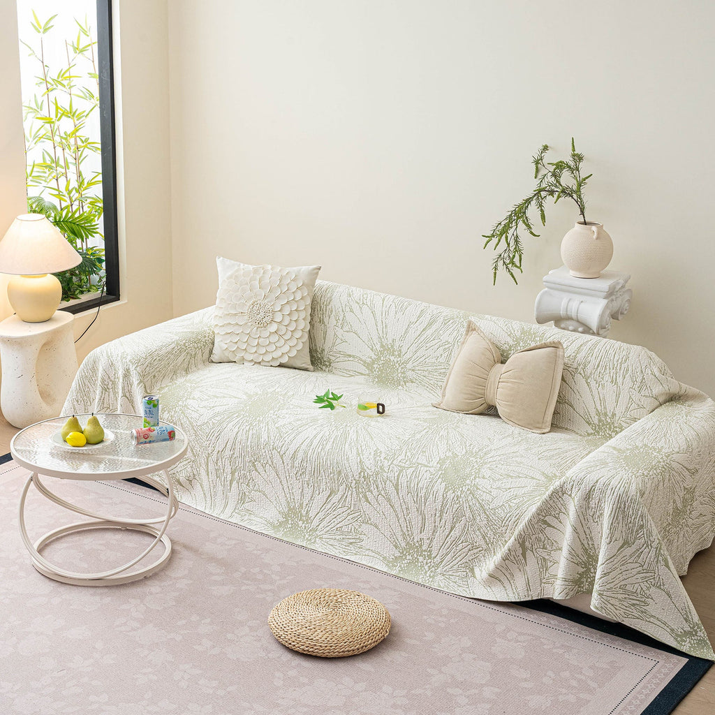 Cooling Botanical Jacquard Couch Cover Decorative Furniture Cover for Loveseat & Sofas
