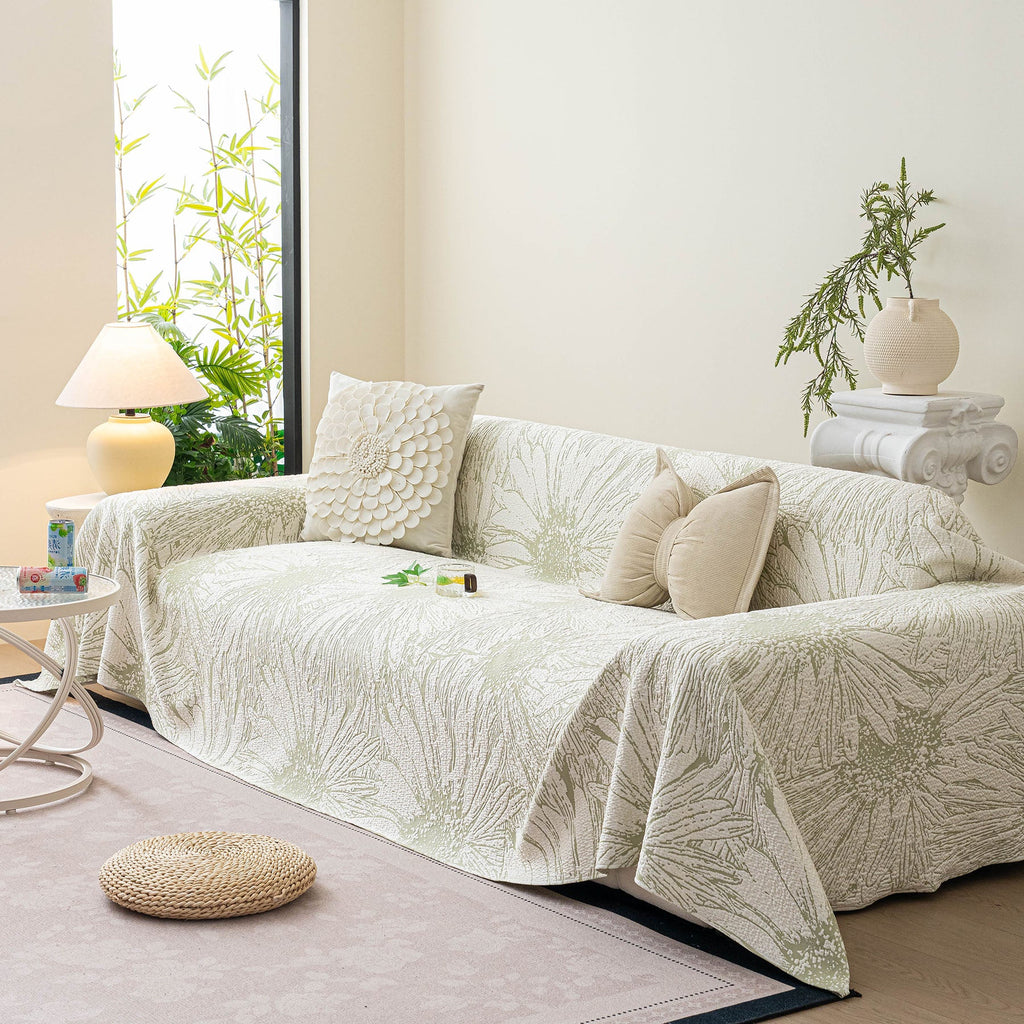 Cooling Botanical Jacquard Couch Cover Decorative Furniture Cover for Loveseat & Sofas