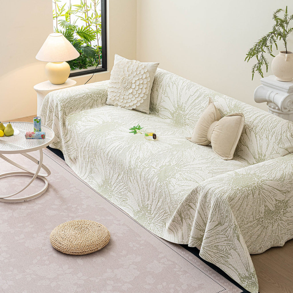 Cooling Botanical Jacquard Couch Cover Decorative Furniture Cover for Loveseat & Sofas