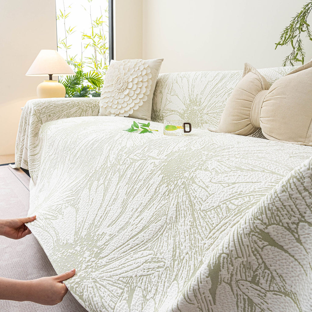 Cooling Botanical Jacquard Couch Cover Decorative Furniture Cover for Loveseat & Sofas