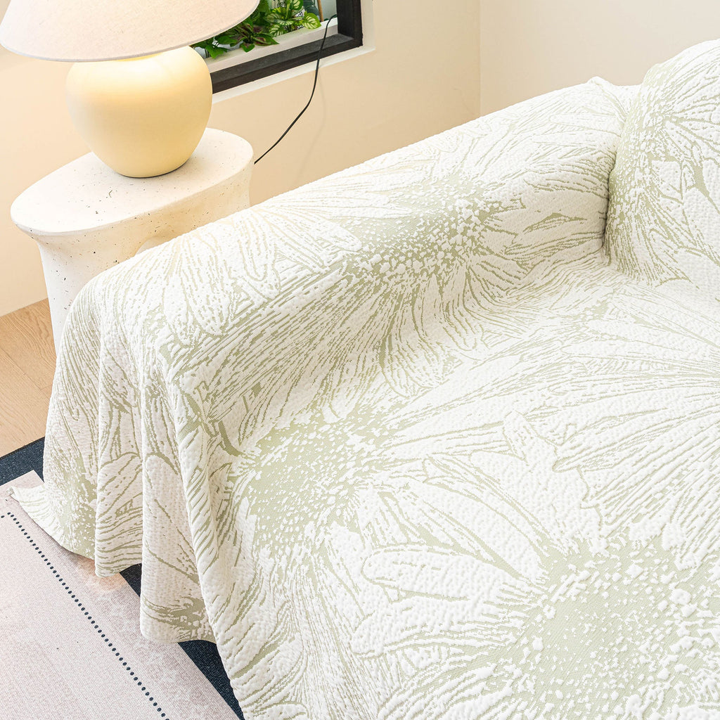 Cooling Botanical Jacquard Couch Cover Decorative Furniture Cover for Loveseat & Sofas