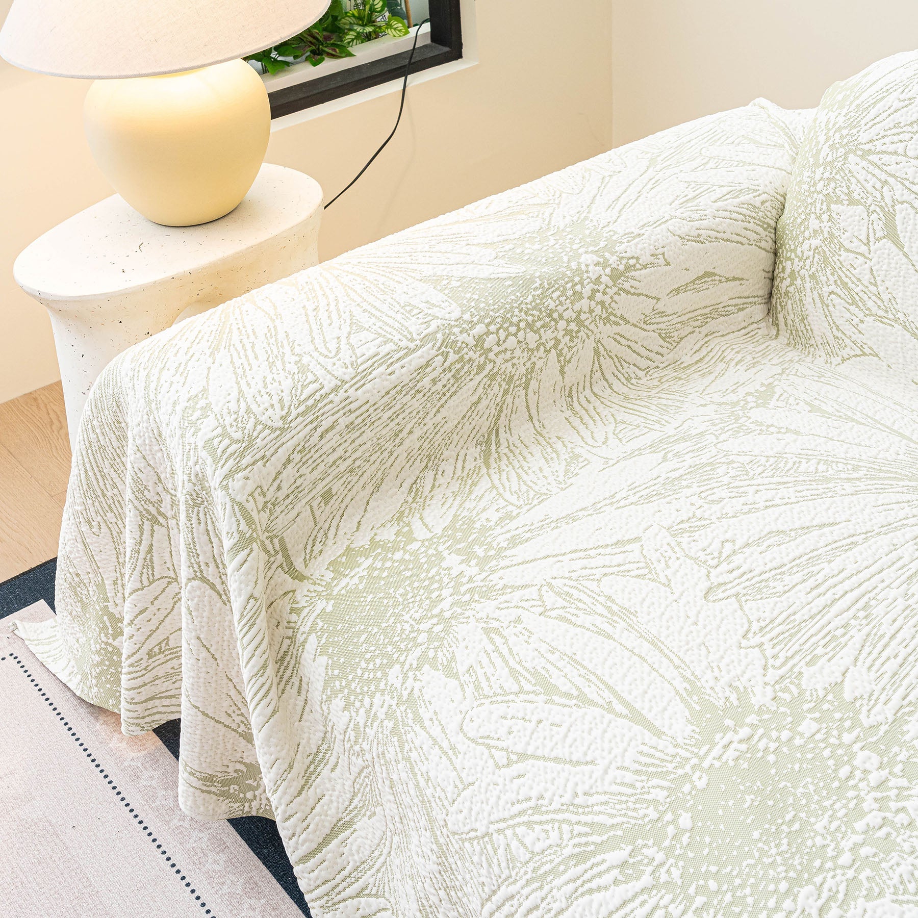 Cooling Botanical Jacquard Couch Cover Decorative Furniture Cover for Loveseat & Sofas