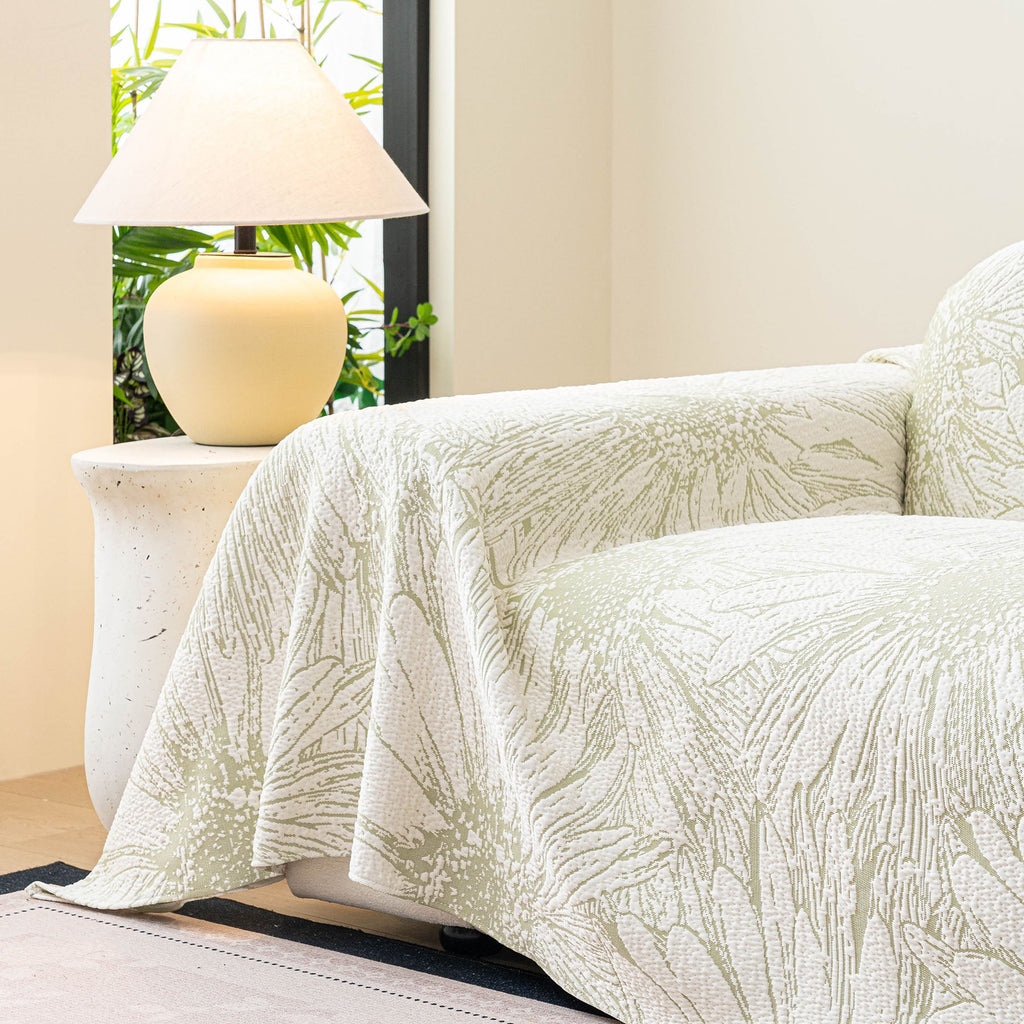 Cooling Botanical Jacquard Couch Cover Decorative Furniture Cover for Loveseat & Sofas
