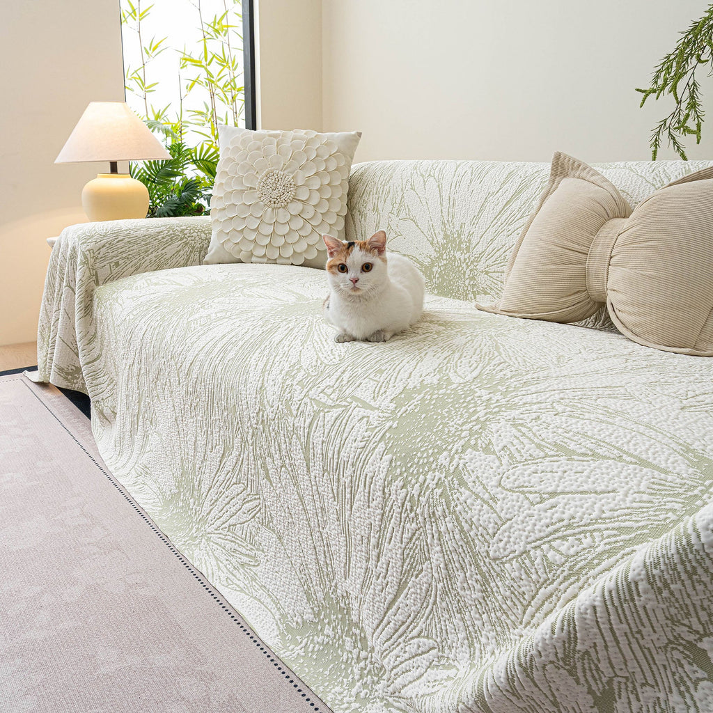 Cooling Botanical Jacquard Couch Cover Decorative Furniture Cover for Loveseat & Sofas