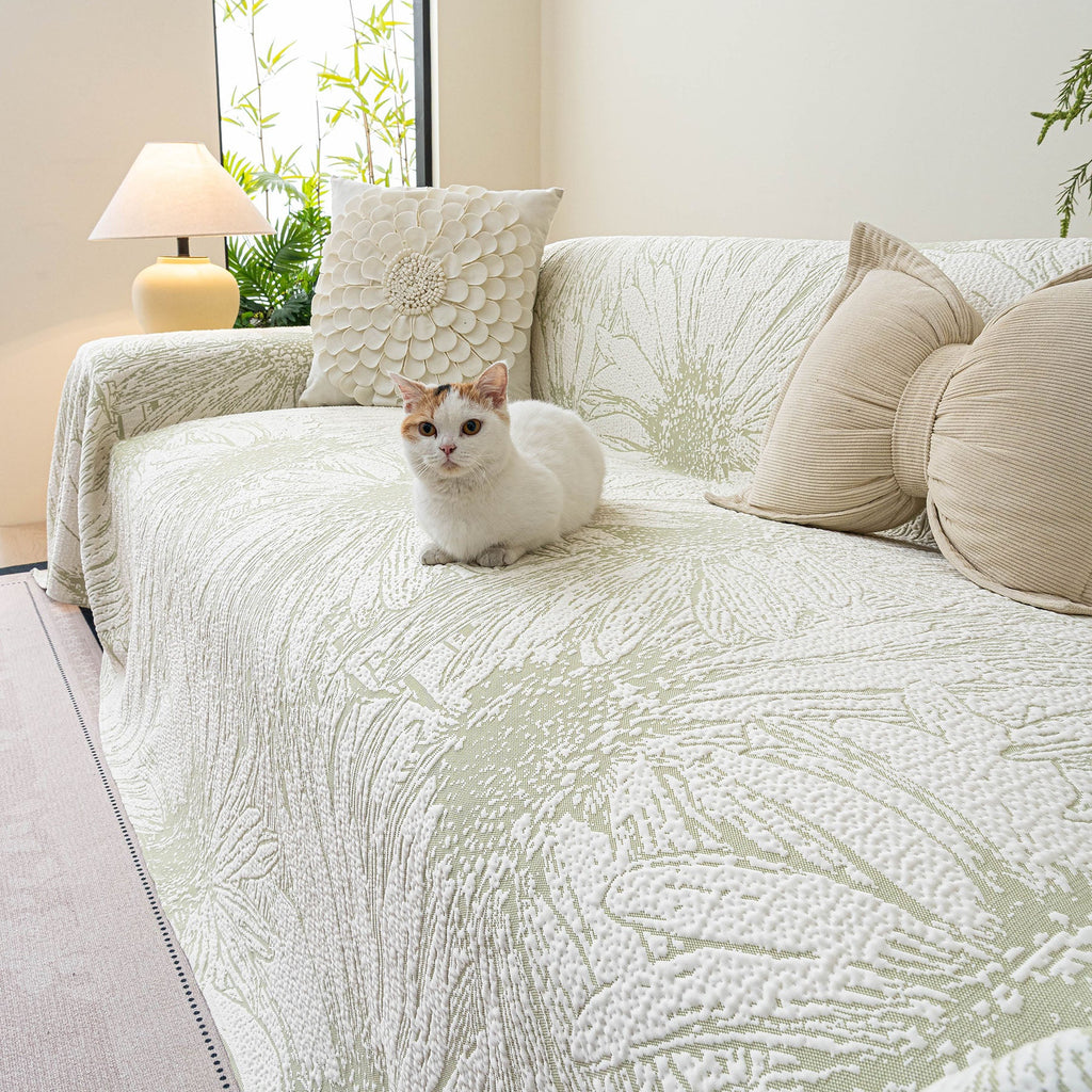 Cooling Botanical Jacquard Couch Cover Decorative Furniture Cover for Loveseat & Sofas