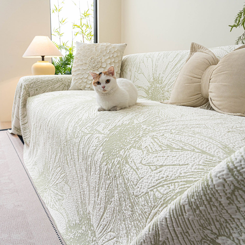 Cooling Botanical Jacquard Couch Cover Decorative Furniture Cover for Loveseat & Sofas
