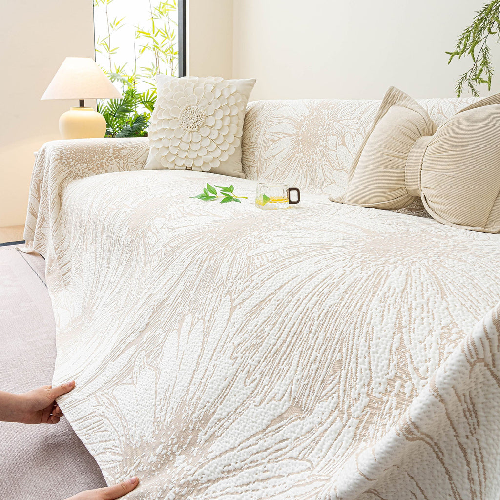Cooling Botanical Jacquard Couch Cover Decorative Furniture Cover for Loveseat & Sofas
