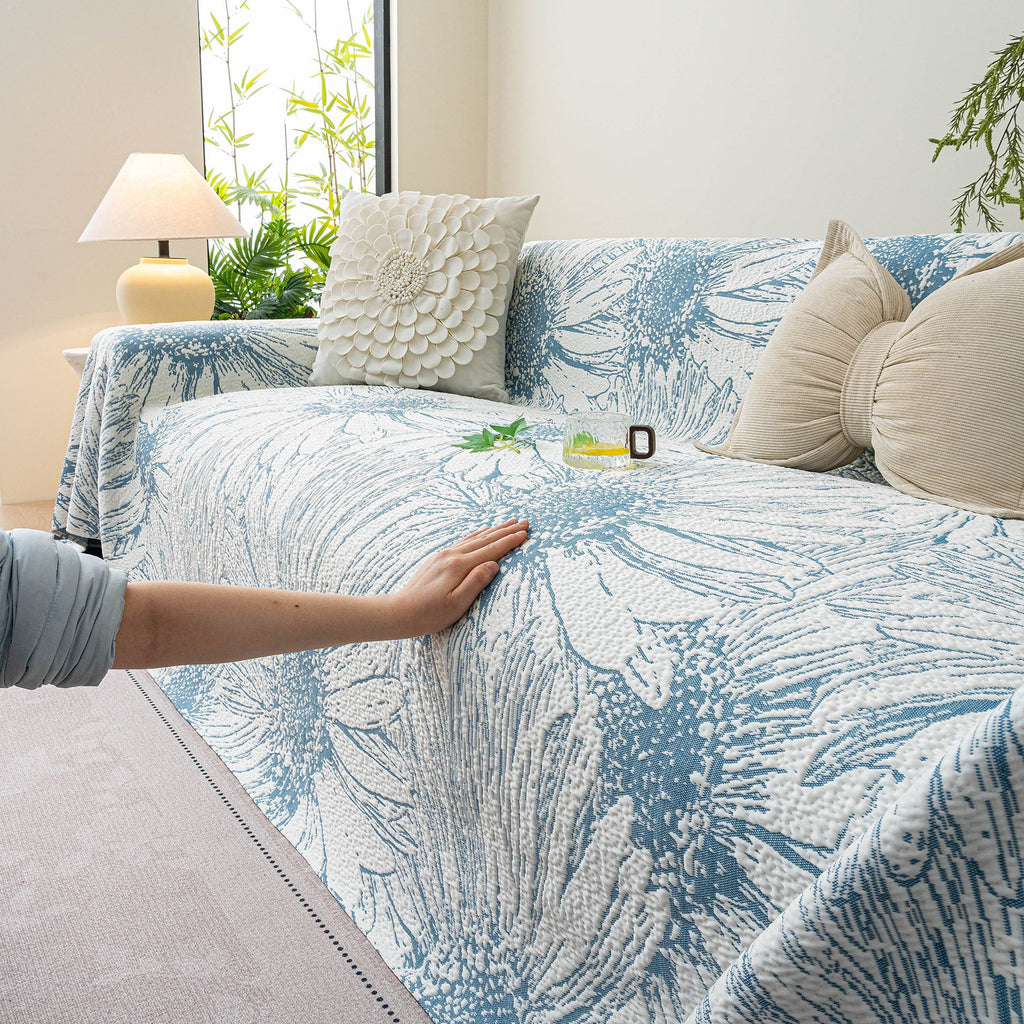 Cooling Botanical Jacquard Couch Cover Decorative Furniture Cover for Loveseat & Sofas