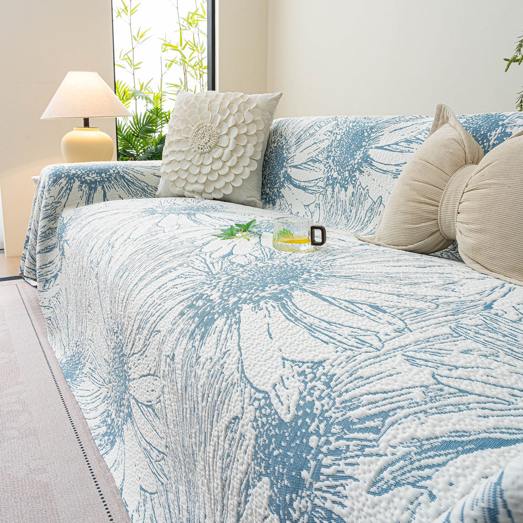 Cooling Botanical Jacquard Couch Cover Decorative Furniture Cover for Loveseat & Sofas